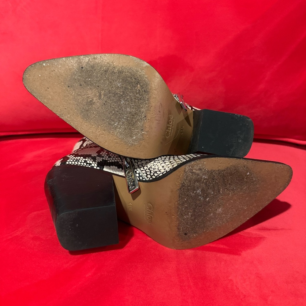 Chloe Python Print Ankle Boots Size 41.5 Fits Lik… - image 2